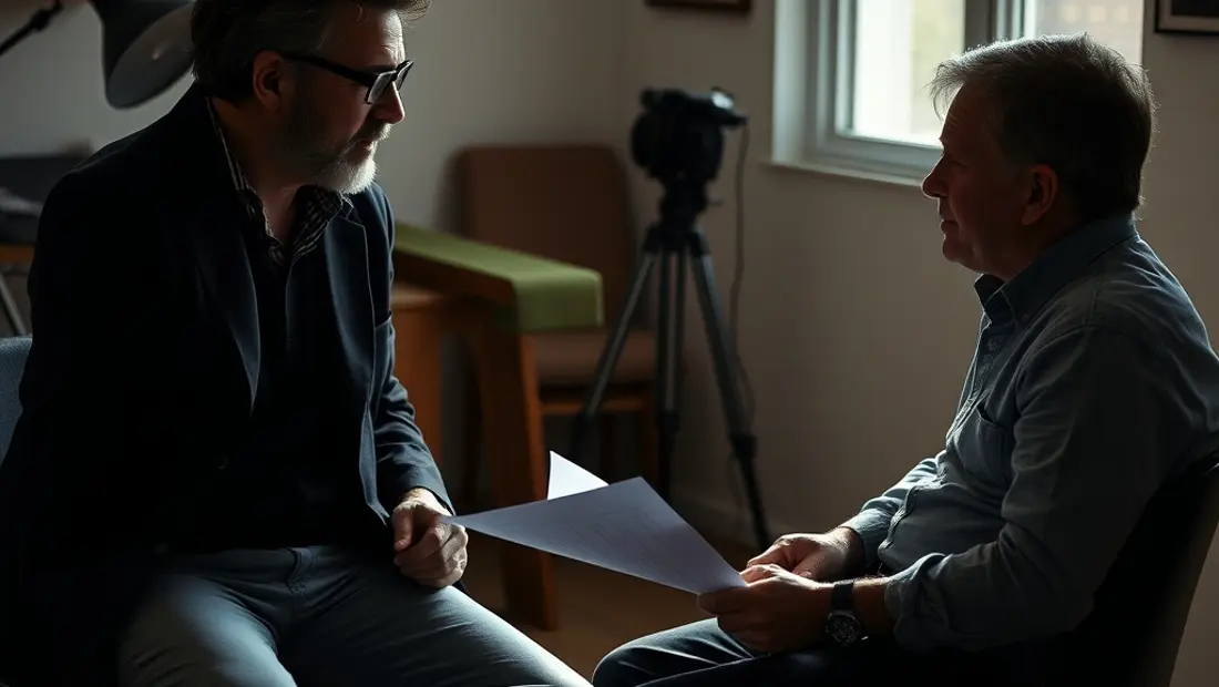 Director y actor discutiendo un guión