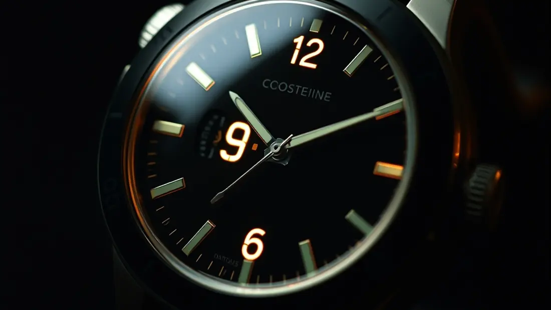 Chiffres lumineux sur le cadran de la montre