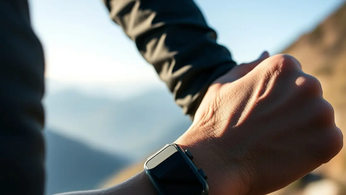 Personne faisant du trail avec montre sur poignet