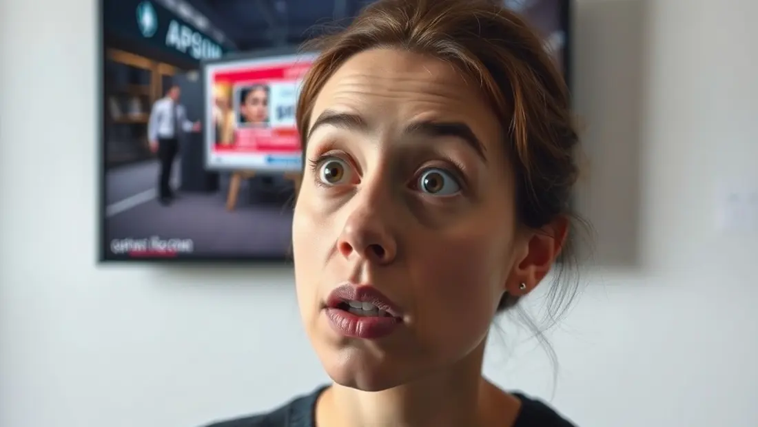 Persona sorprendida por una publicidad en un dispositivo
