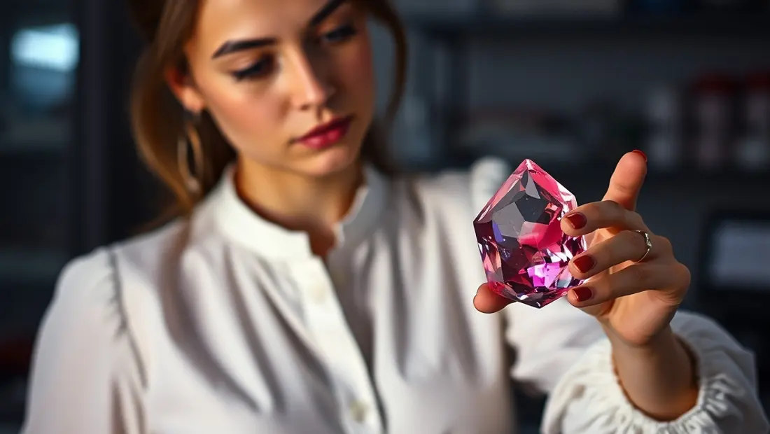 Personne manipulant un cristal de couleur