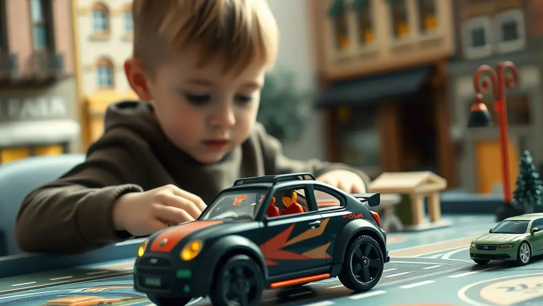 Enfant jouant avec coche de juguete