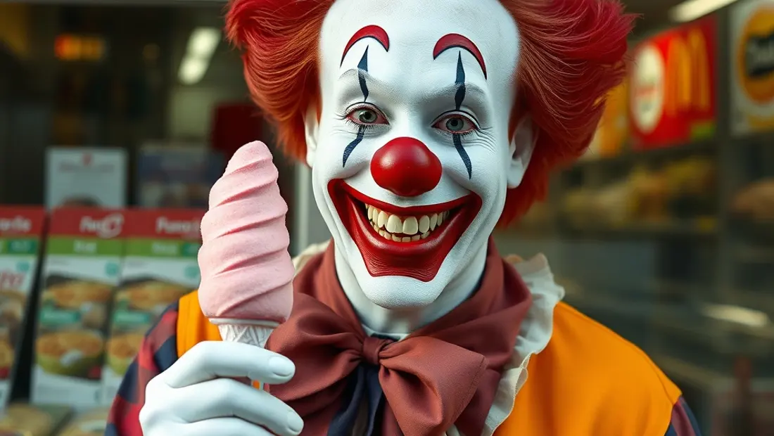 Un payaso feliz con un sorbete