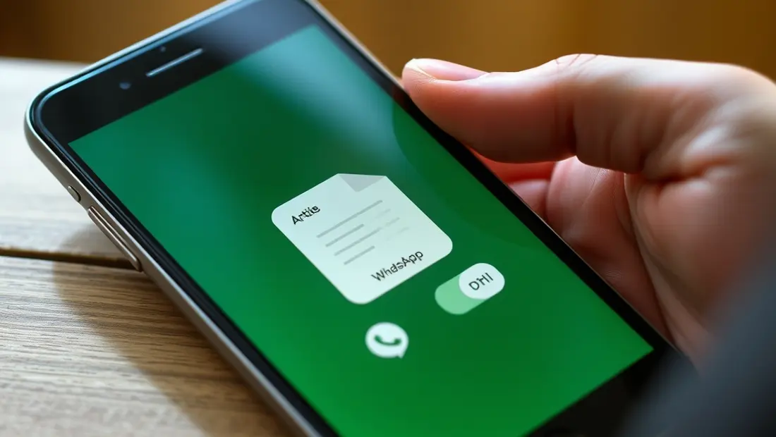 Un smartphone con WhatsApp y un archivo