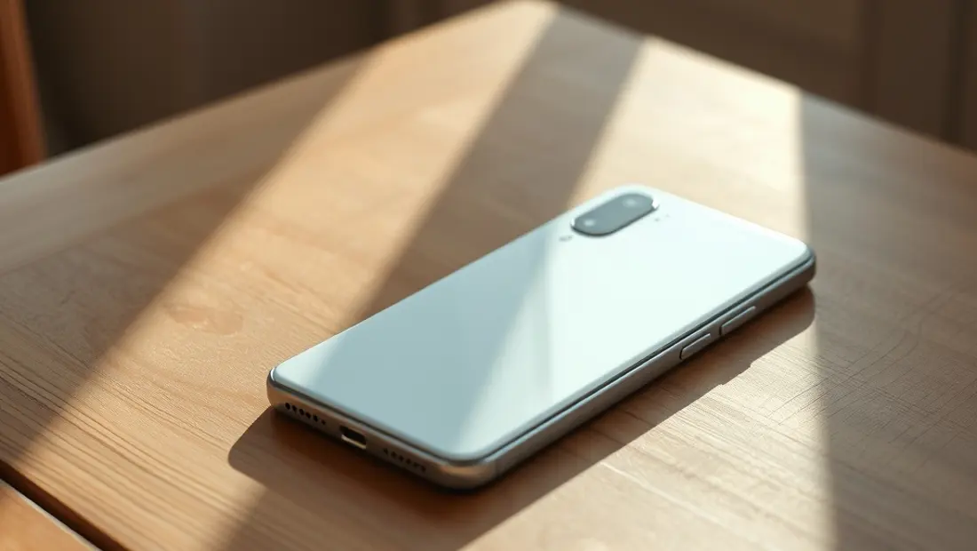 Teléfono móvil Galaxy S26 blanco en una mesa de madera