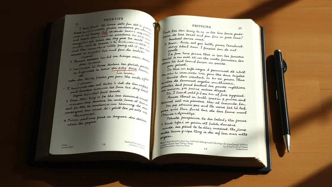 Libro abierto con notas y anotaciones en una página