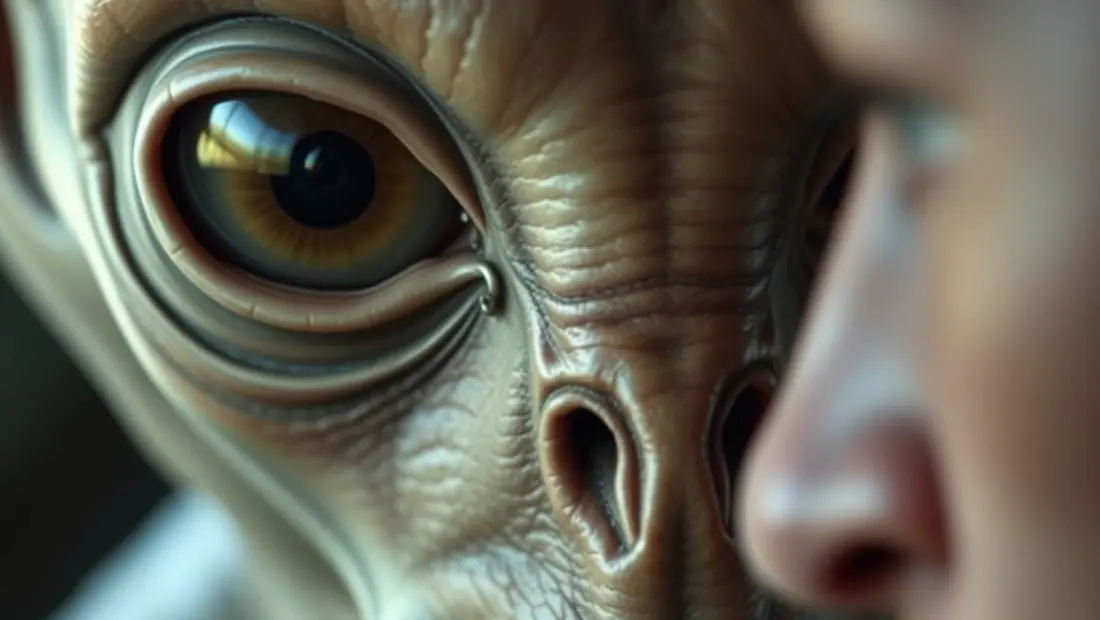 Un alien observant un humain.