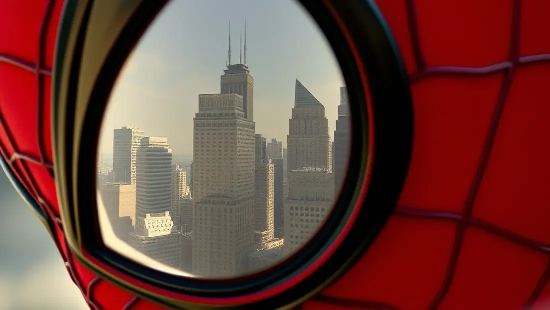 Rostro de Spider-Man con reflejo