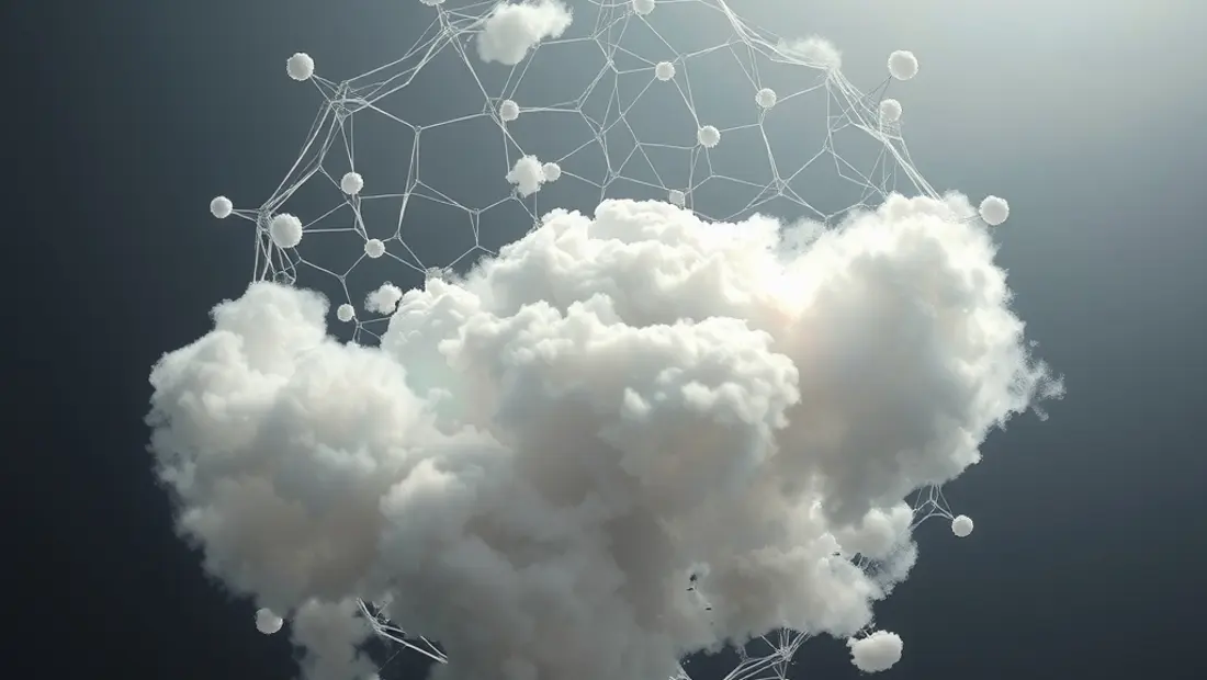 Un diagrama en 3D de una nube privada