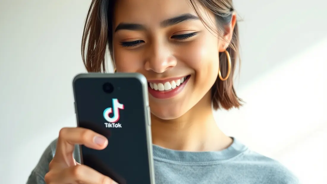 Persona mirando su teléfono con TikTok