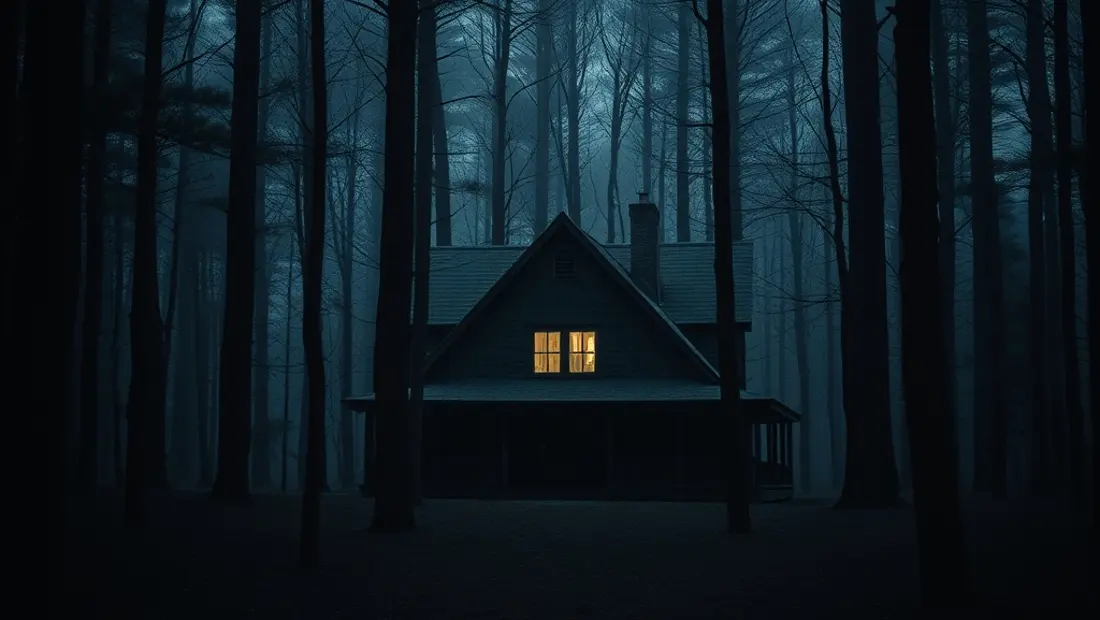 Casa en un bosque oscuro.
