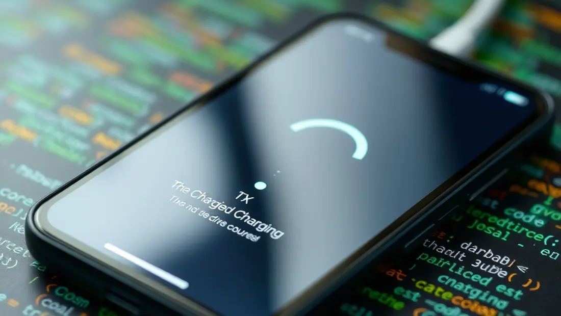 Detalle de pantalla de teléfono con aplicación de televisión cargando