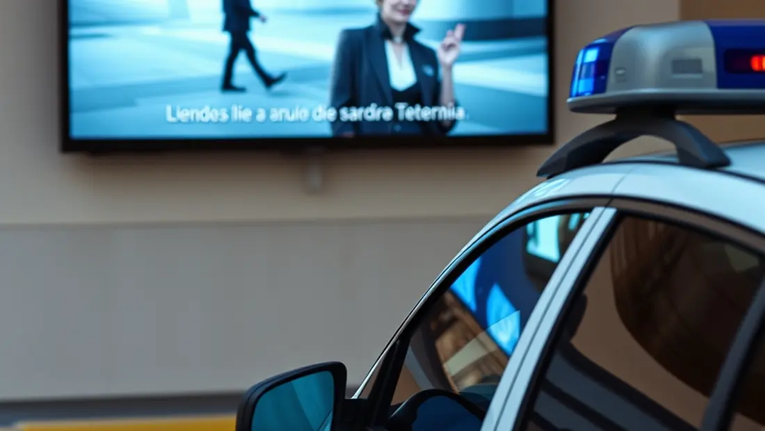 Vehículo de la Guardia Civil con publicidad en pantalla de TV.