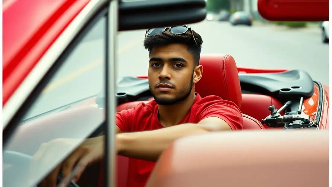 Coche deportivo rojo en una calle de Miami