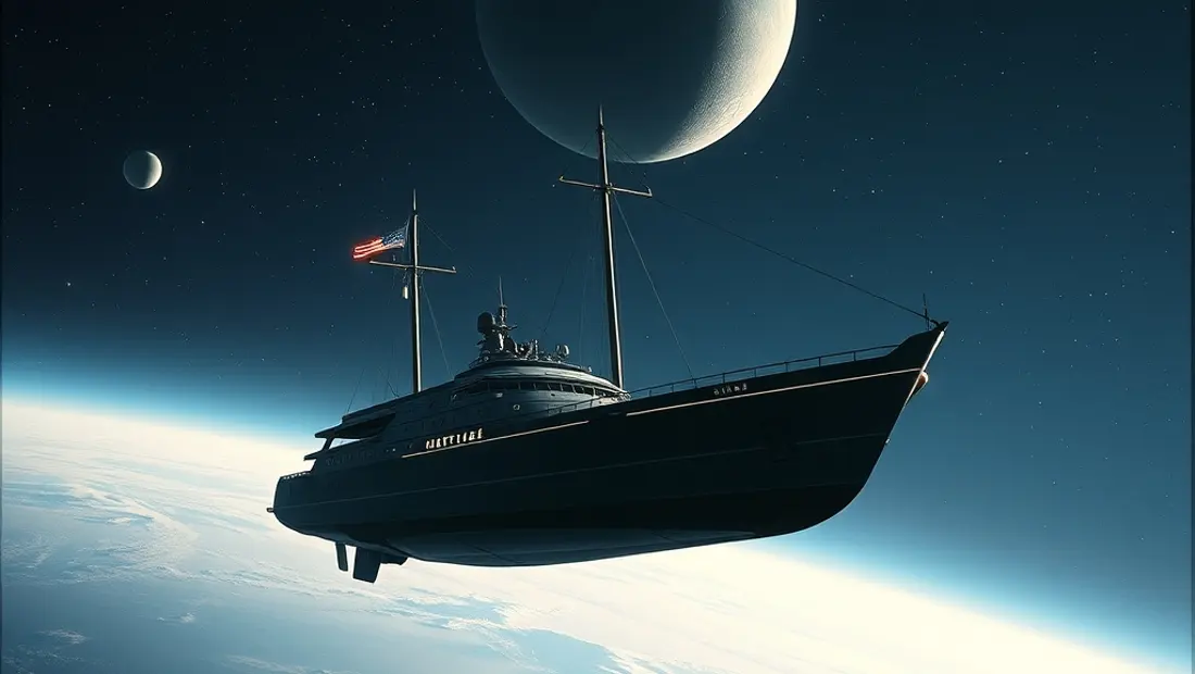 Un espacio espacial con estrellas y planetas en el fondo, una nave espacial en primer plano.