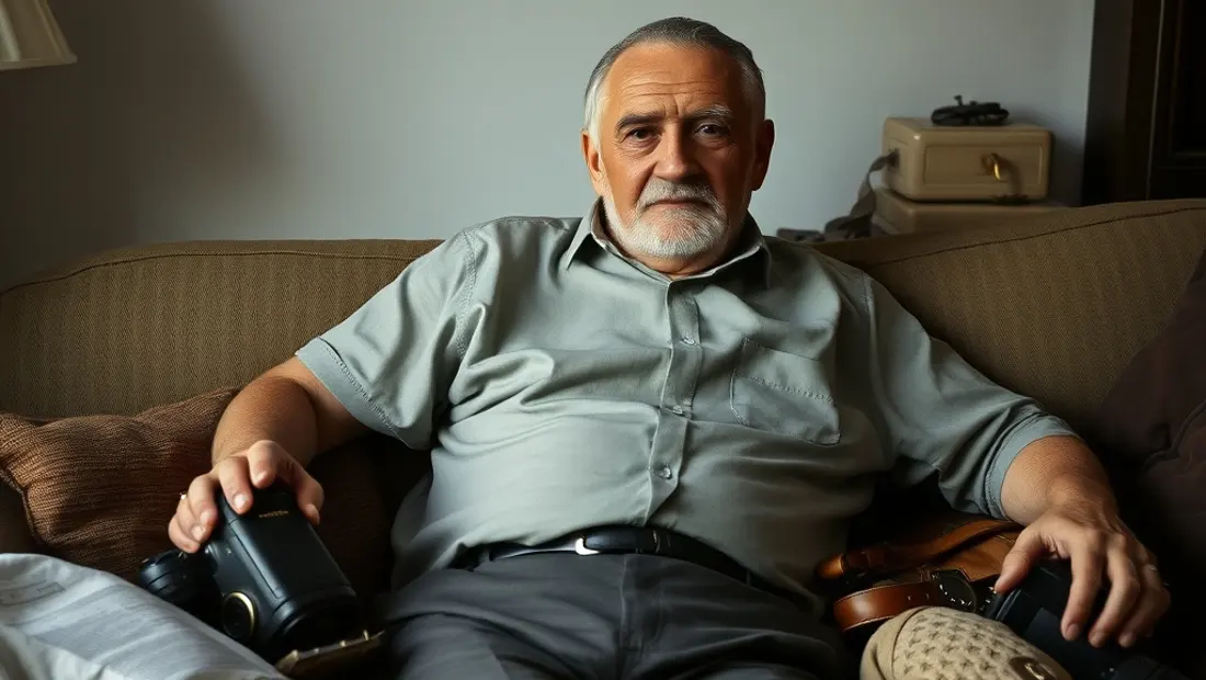 Un hombre anciano en un sofá