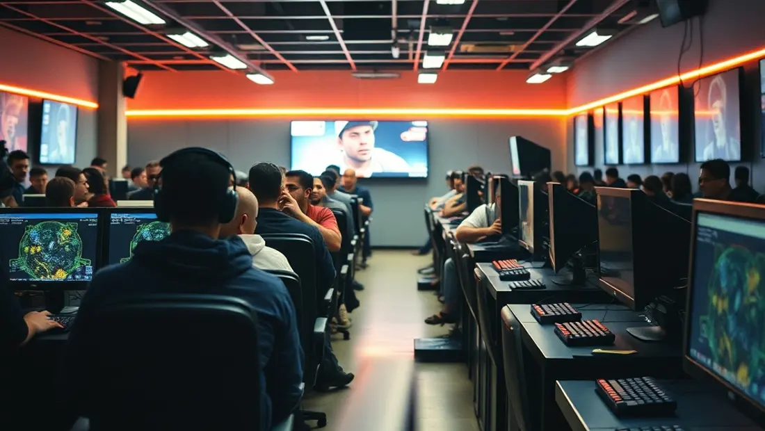 Salle de jeu avec consoles et ordinateurs