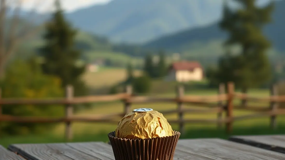 Un Ferrero Rocher en un entorno rural italiano