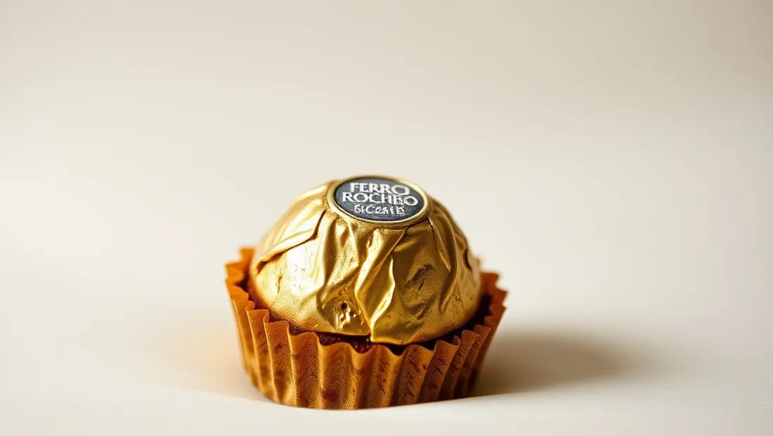 Un détail doré d'un Ferrero Rocher