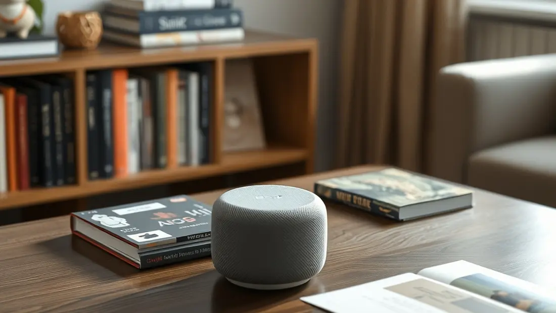 Un dispositivo de audio sur une table de salon