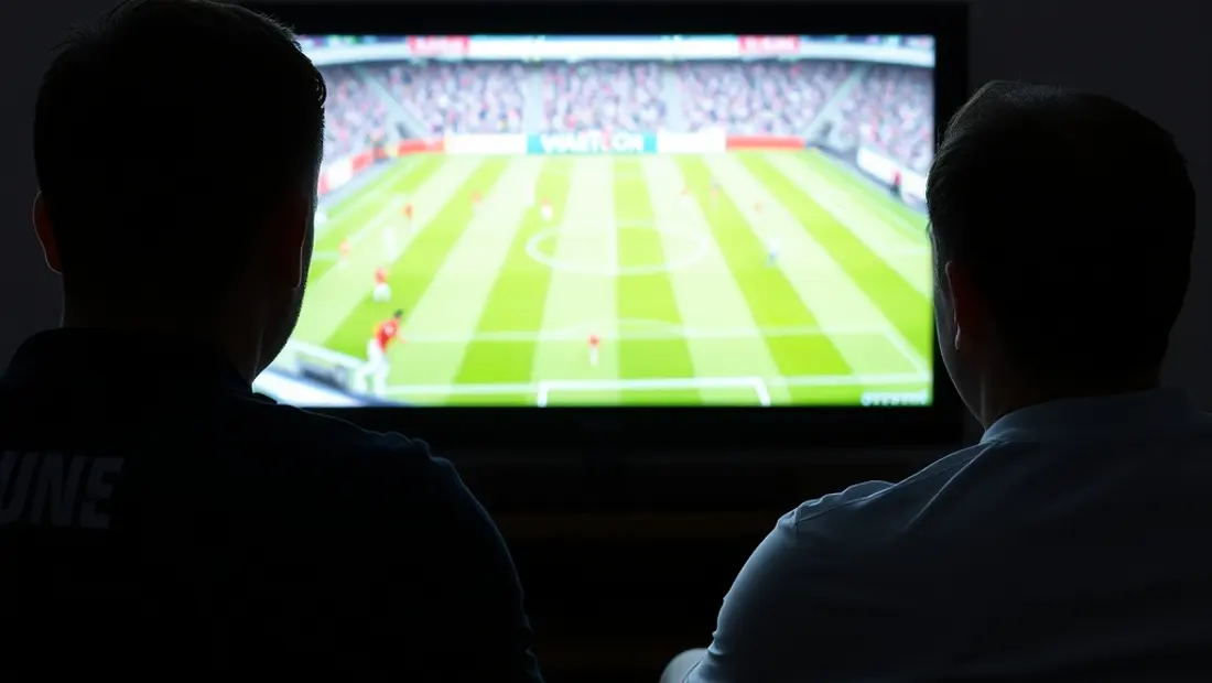 Joueur regarde soccer avec un ami