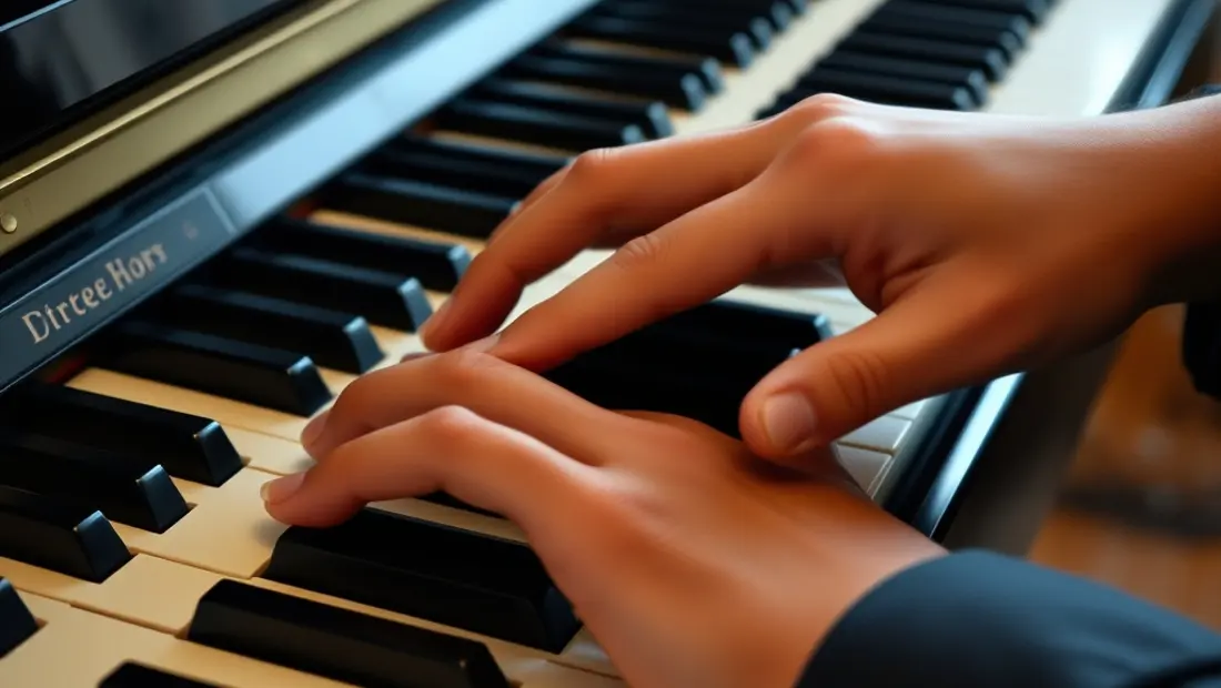 Mains sur les touches d'un piano