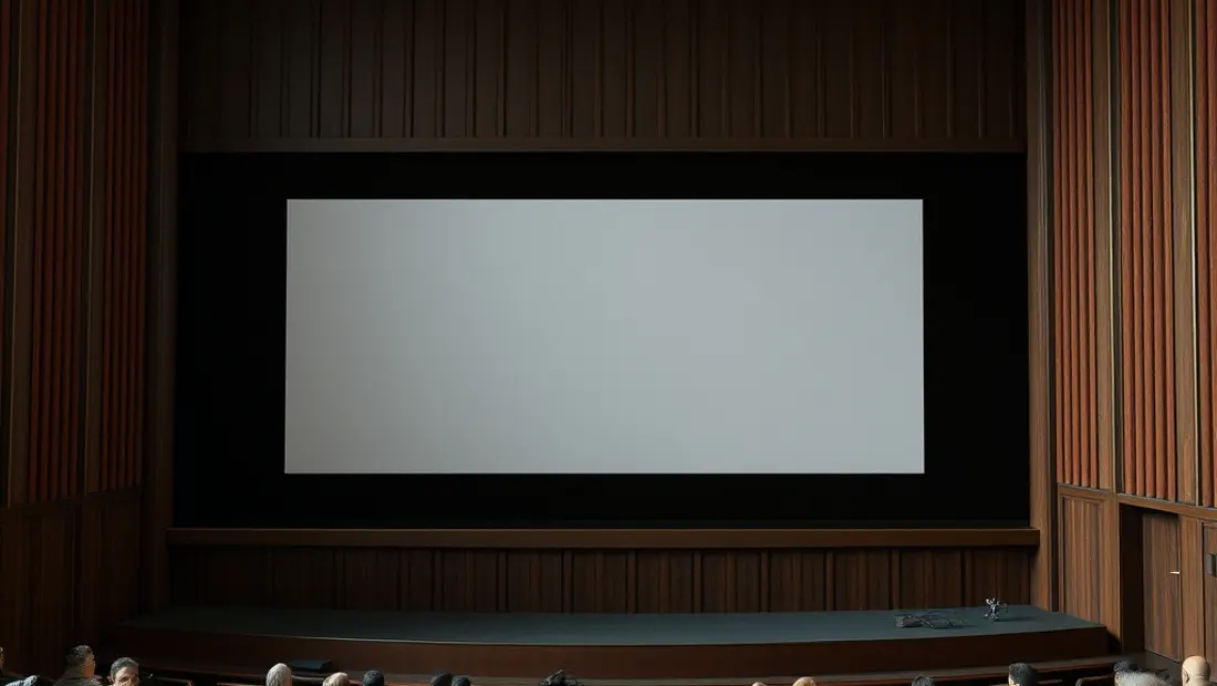 Pantalla de cine con una película en la pantalla.