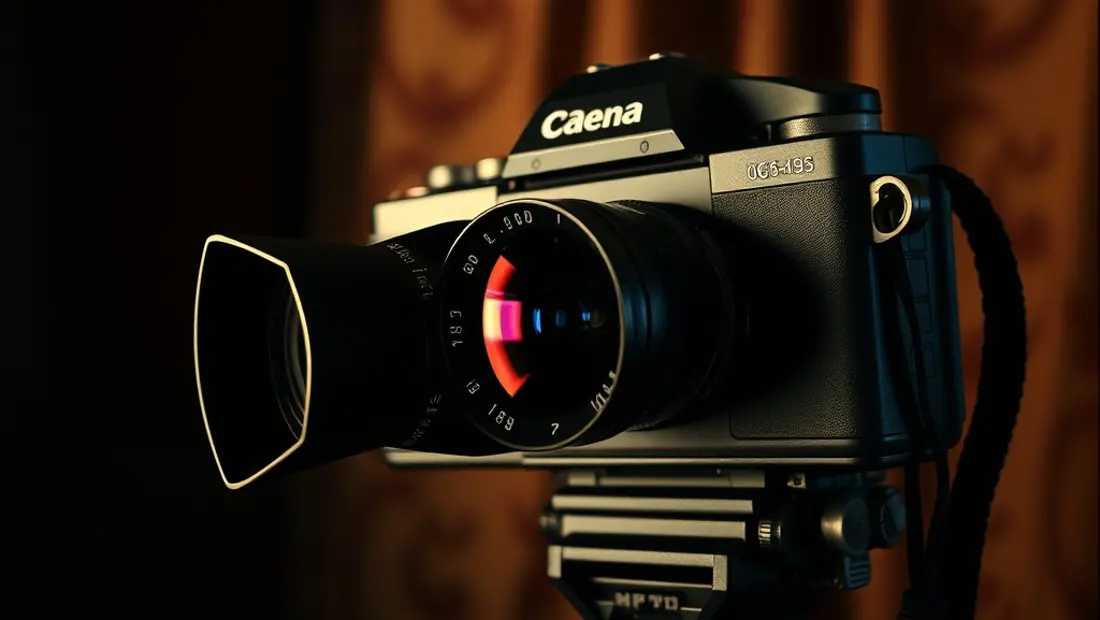 Una cámara de cine sobre una película antigua