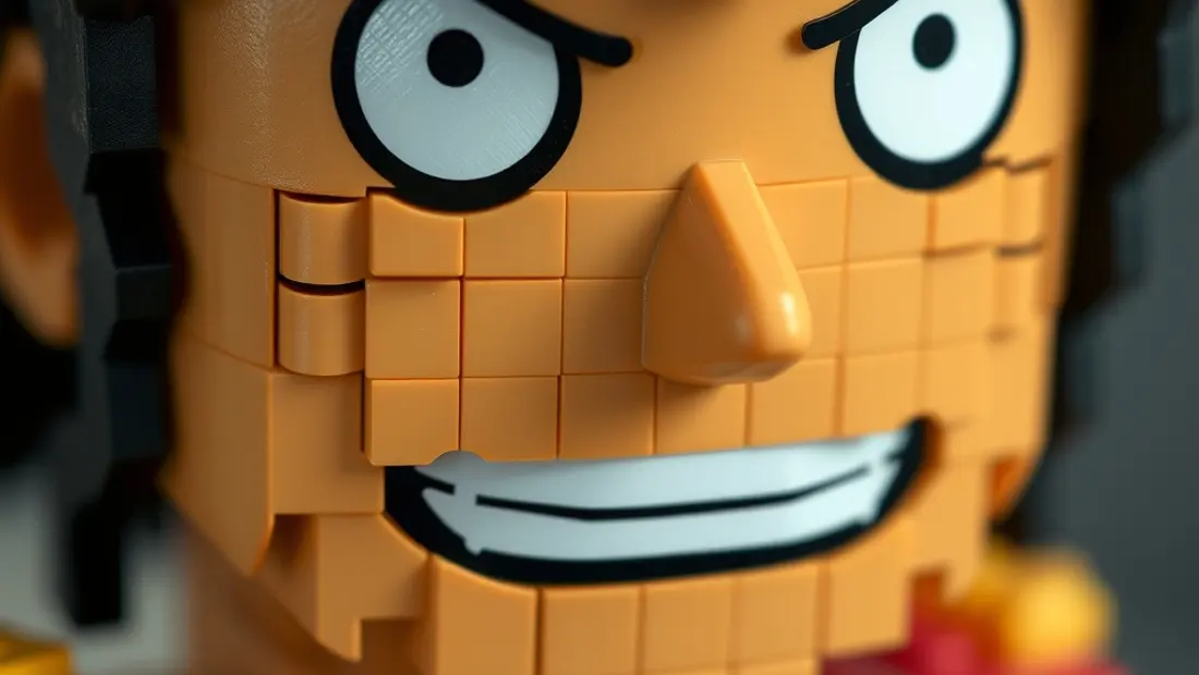 Detalles del rostro de un personaje de One Piece con expresión determinada.