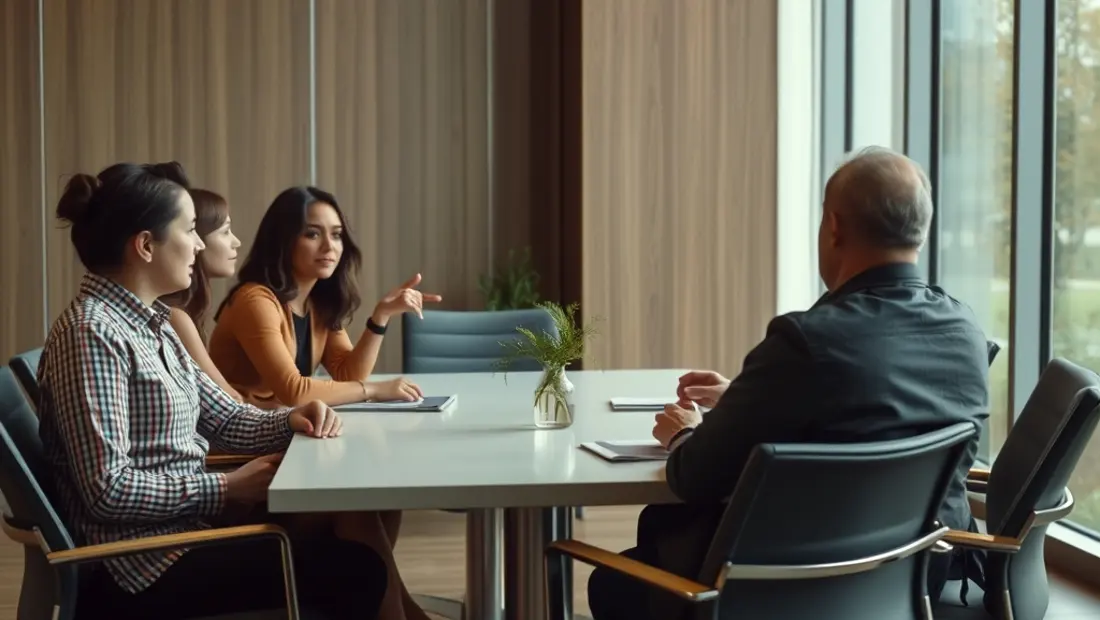 Un grupo de personas discutiendo en una sala de reuniones
