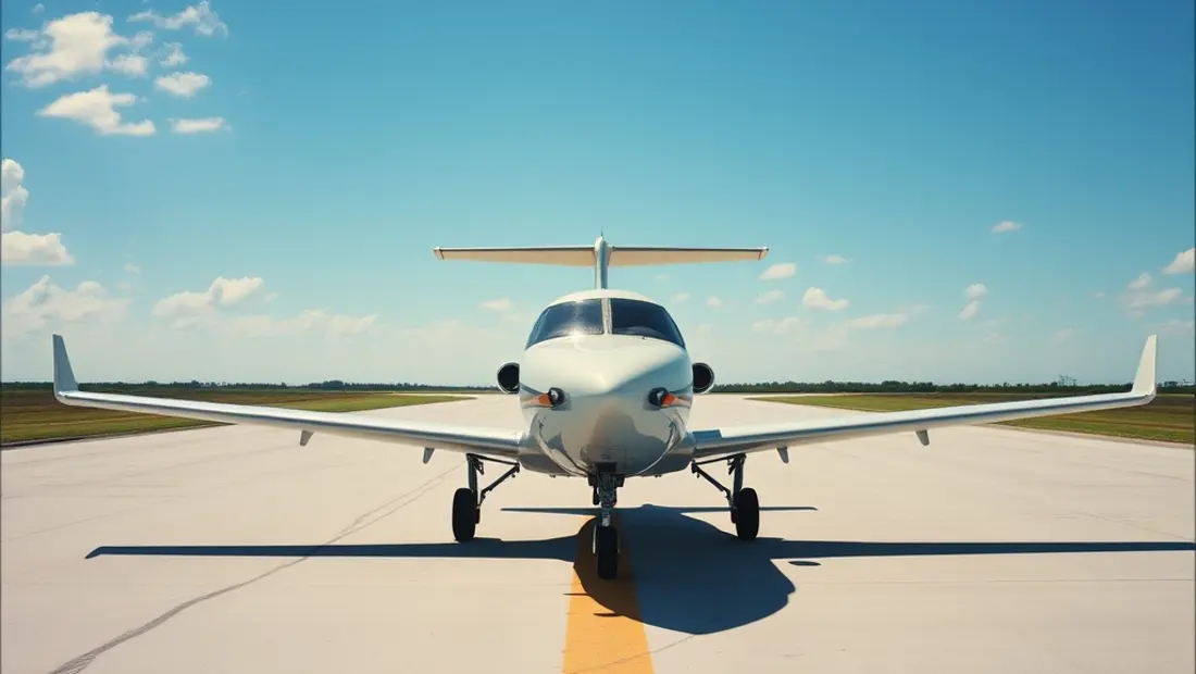 Avión privado en pista de aterrizaje en Miami