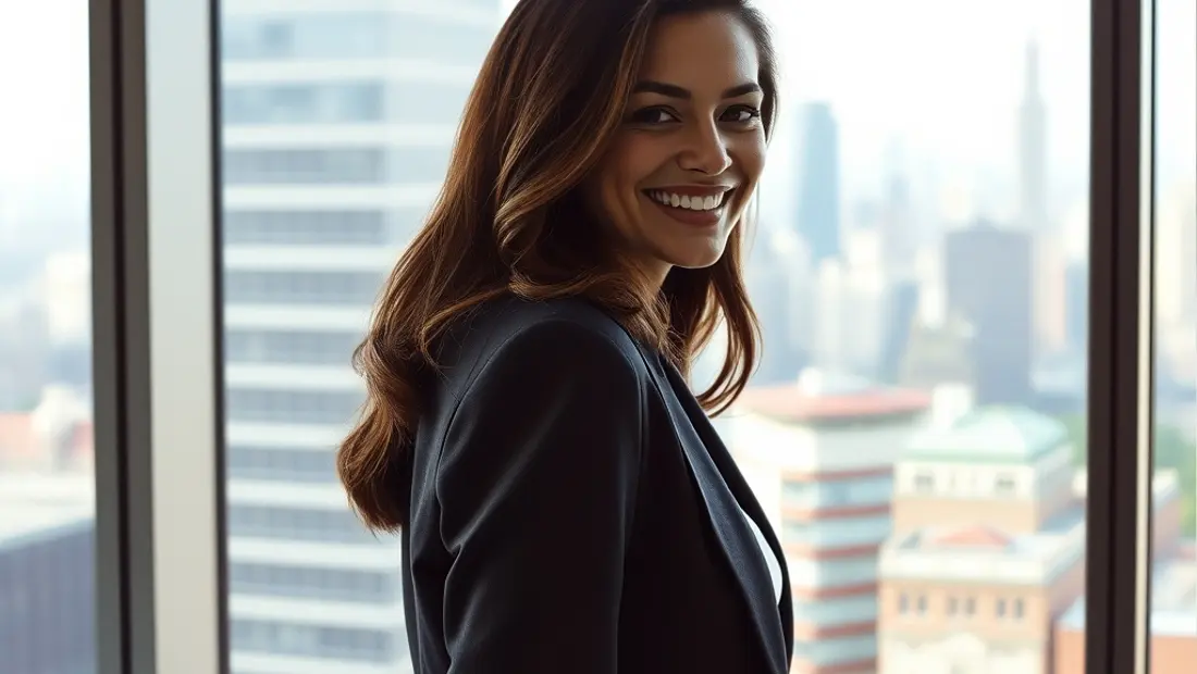 Una mujer de negocios sonriendo