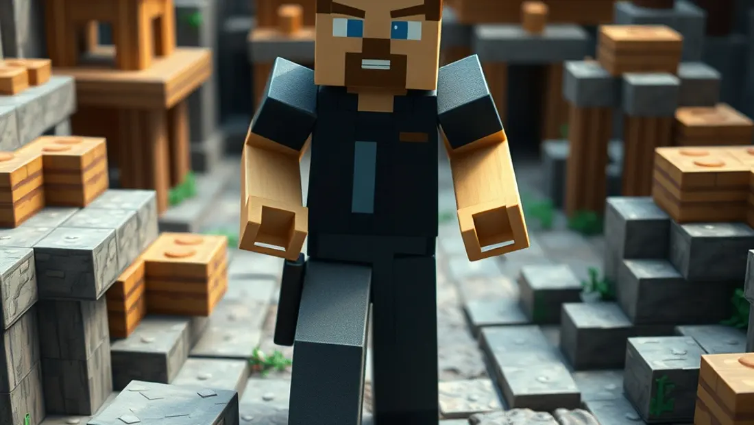 Jugador de Minecraft en un mundo en 3D