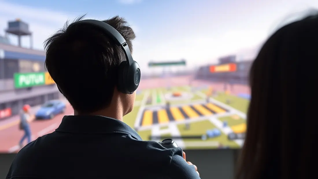 Un teléfono móvil sostenido por una persona jugando a un juego de video en una pantalla gigante.