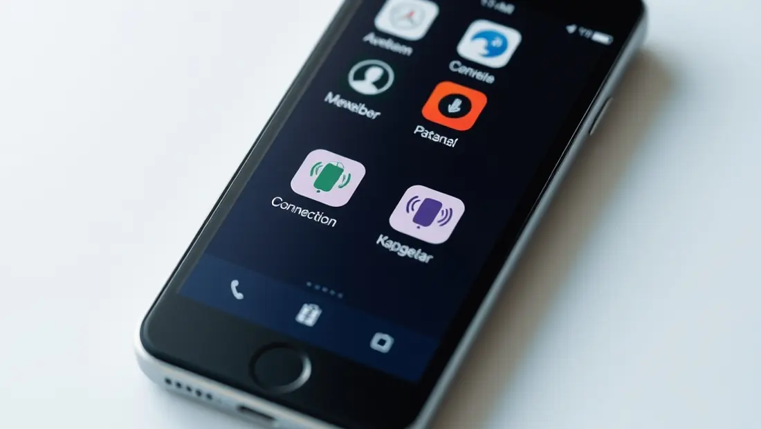 Teléfono móvil con varias aplicaciones de telefonía abiertas en la pantalla.