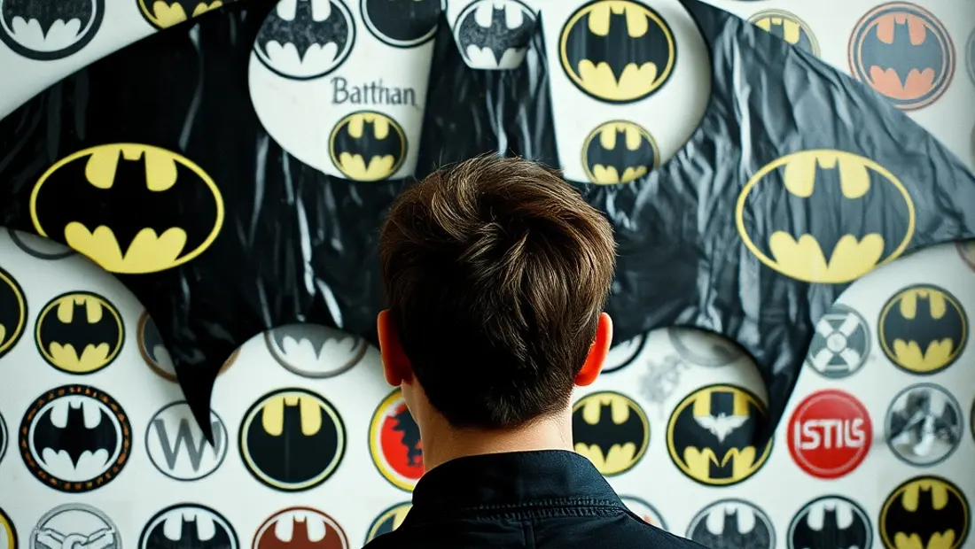 Personne regardant des logos Batman
