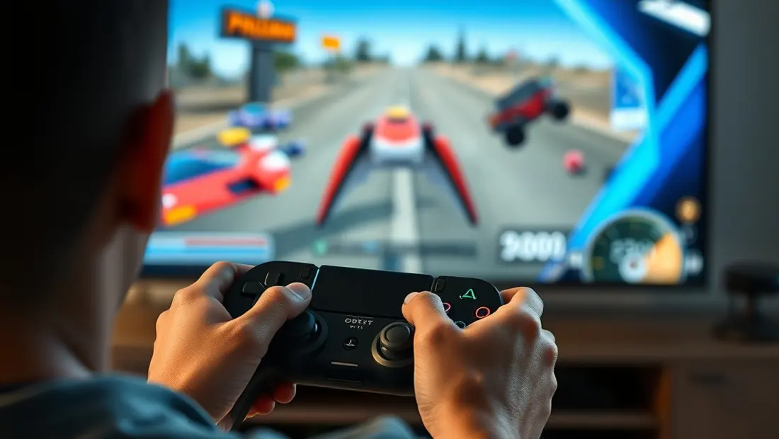 Persona jugando a un juego de video en una pantalla de televisión