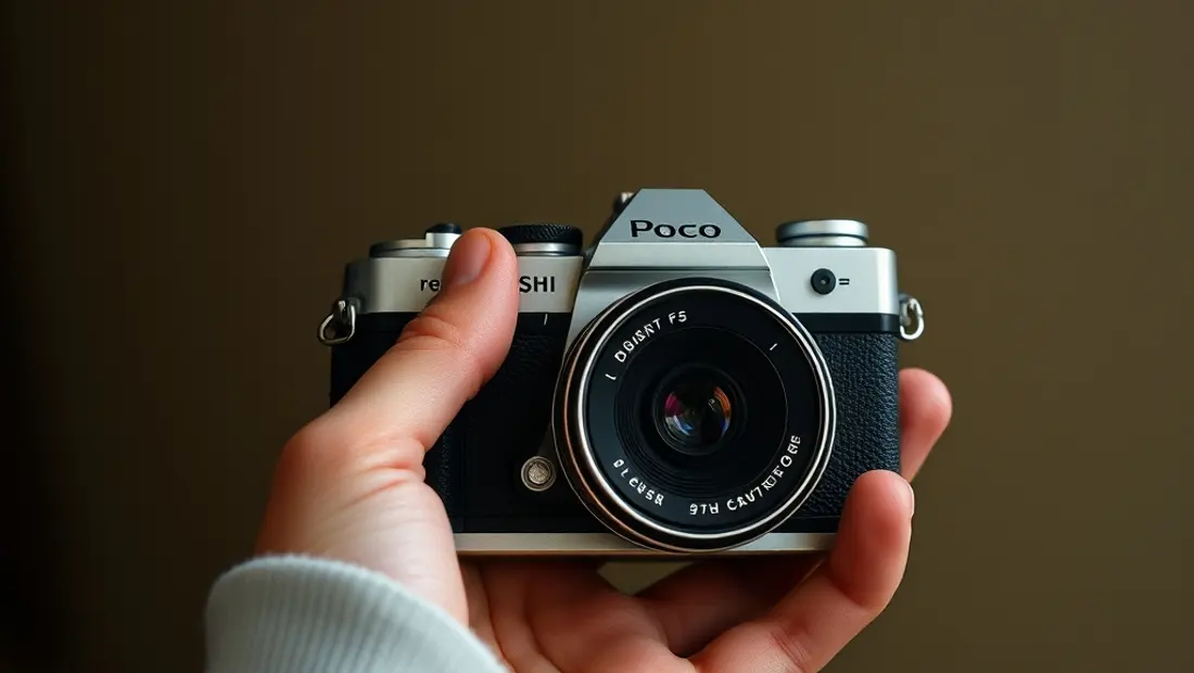 Una mano sostiene una cámara fotográfica clásica