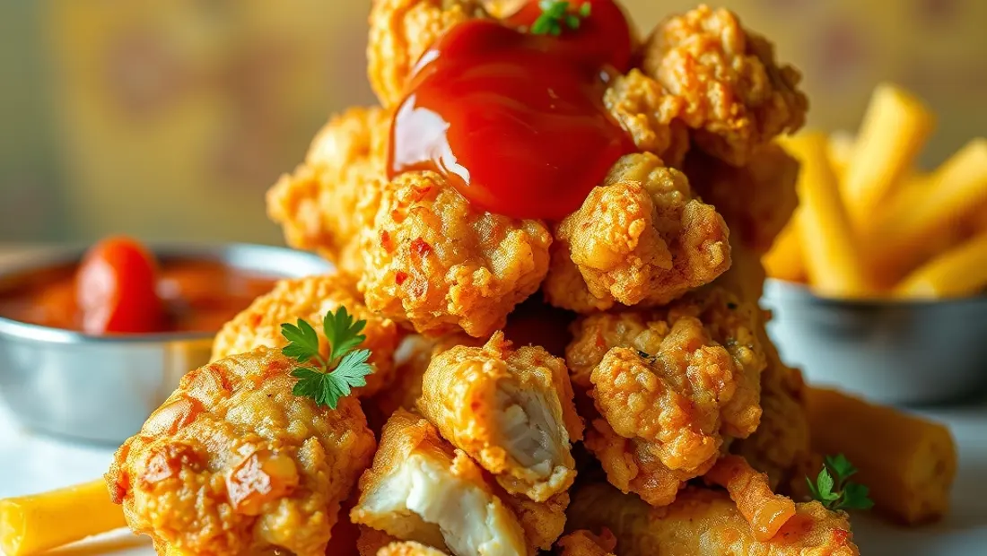 Un montaje de pollo frito con diferentes sabores