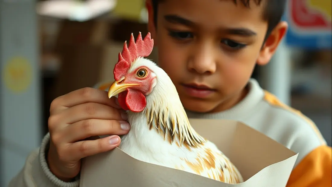 Persona con pollo frito en papelera de cartón