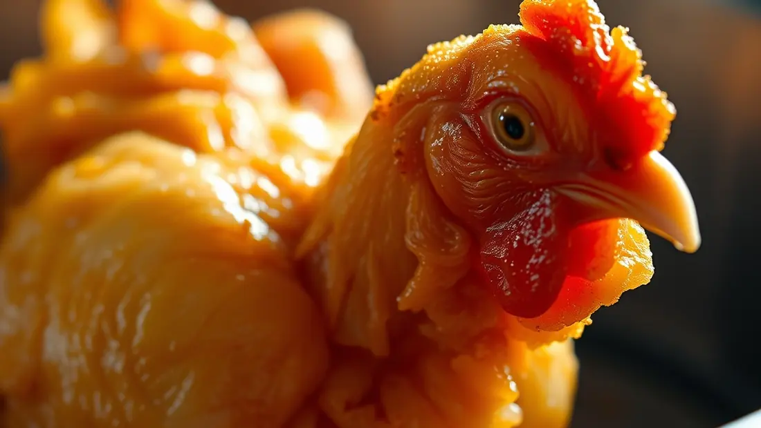 Pollo frito recién sacado de la freidora
