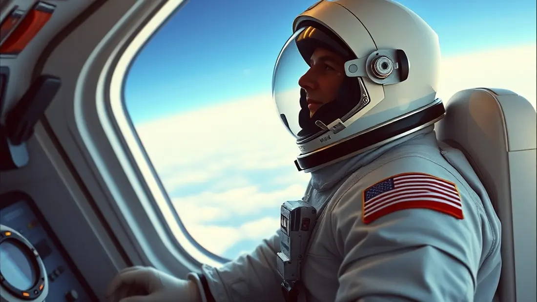 Astronauta en el puente de mando de una nave espacial