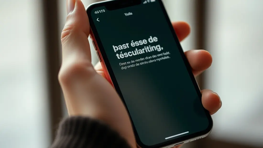 Una mano sostiene un teléfono móvil con una aplicación de marketing.