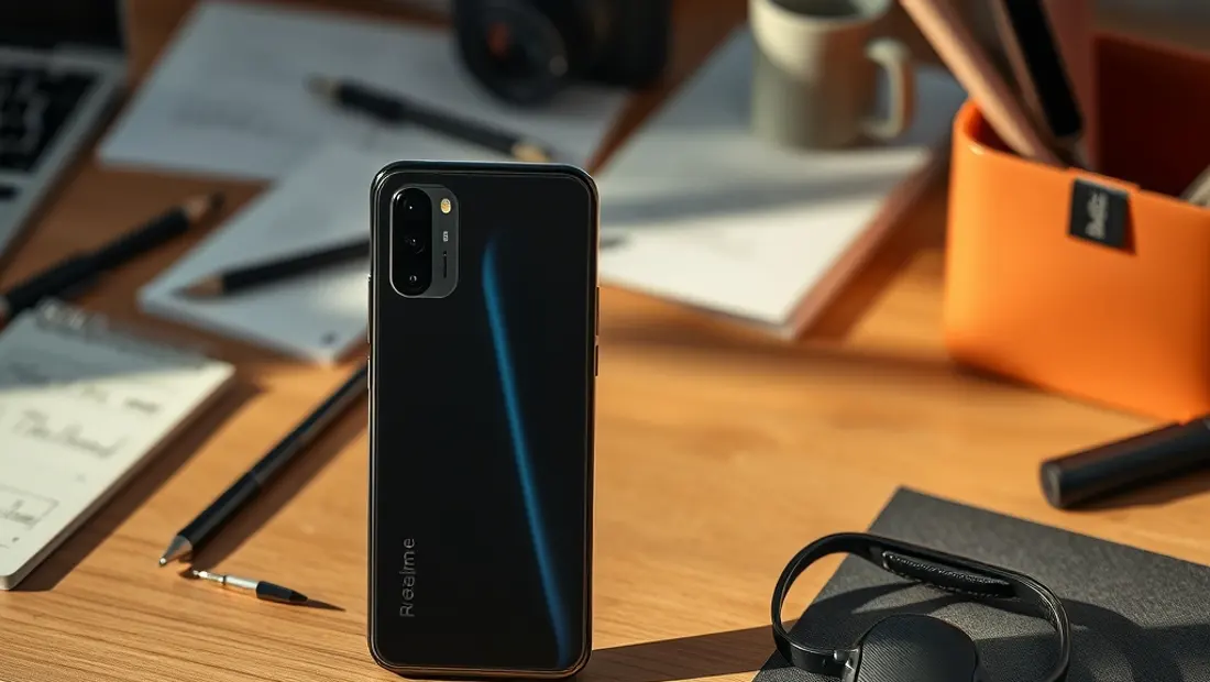Un téléphone avec accessoires de bureau