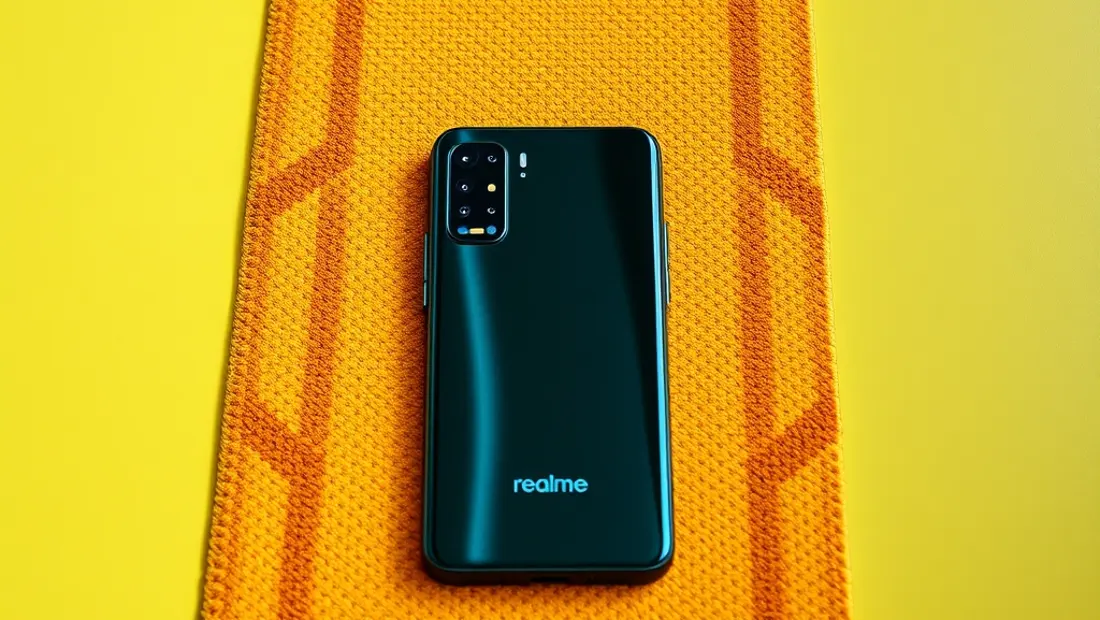 Un teléfono móvil en un fondo de color vivo.
