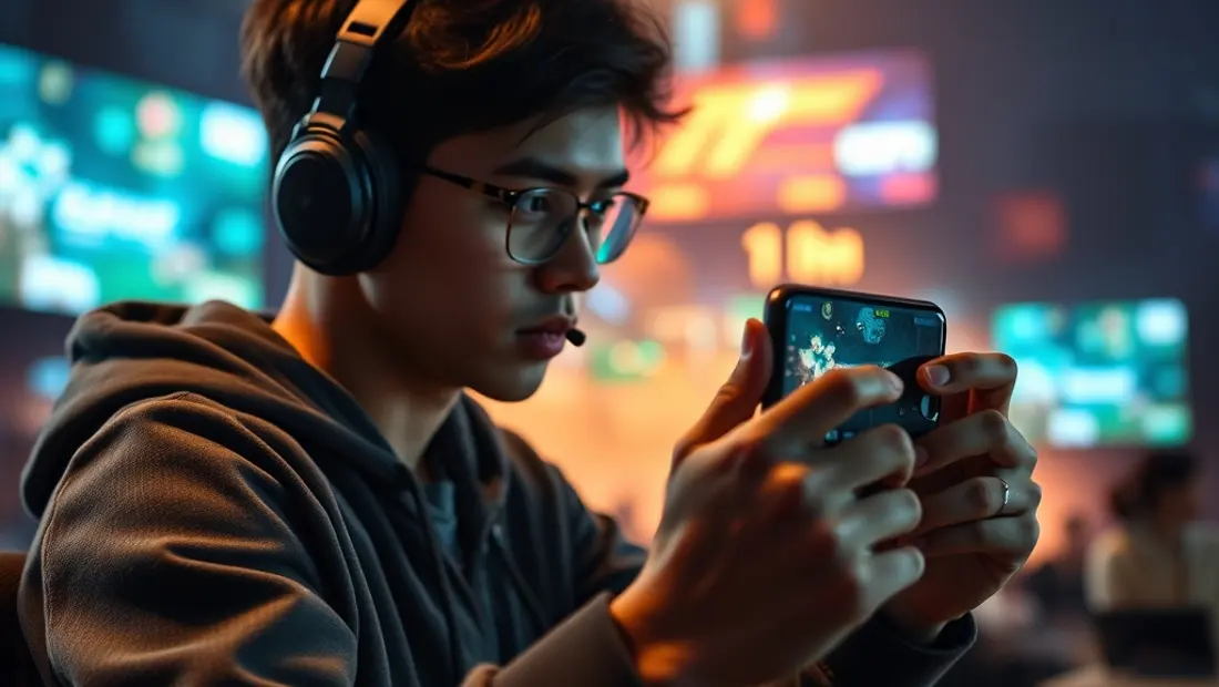 Un usuario jugando a un juego en un teléfono móvil.