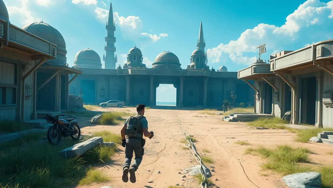 Un jugador en un entorno espacial abandonado.