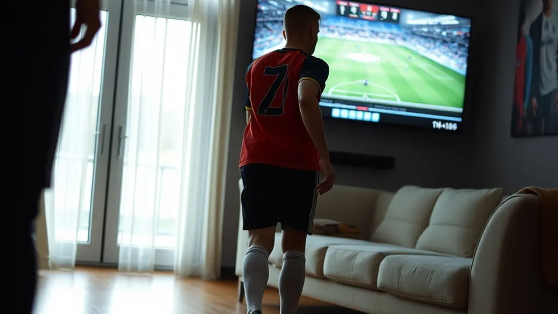 Un homme jouant à un jeu vidéo de football