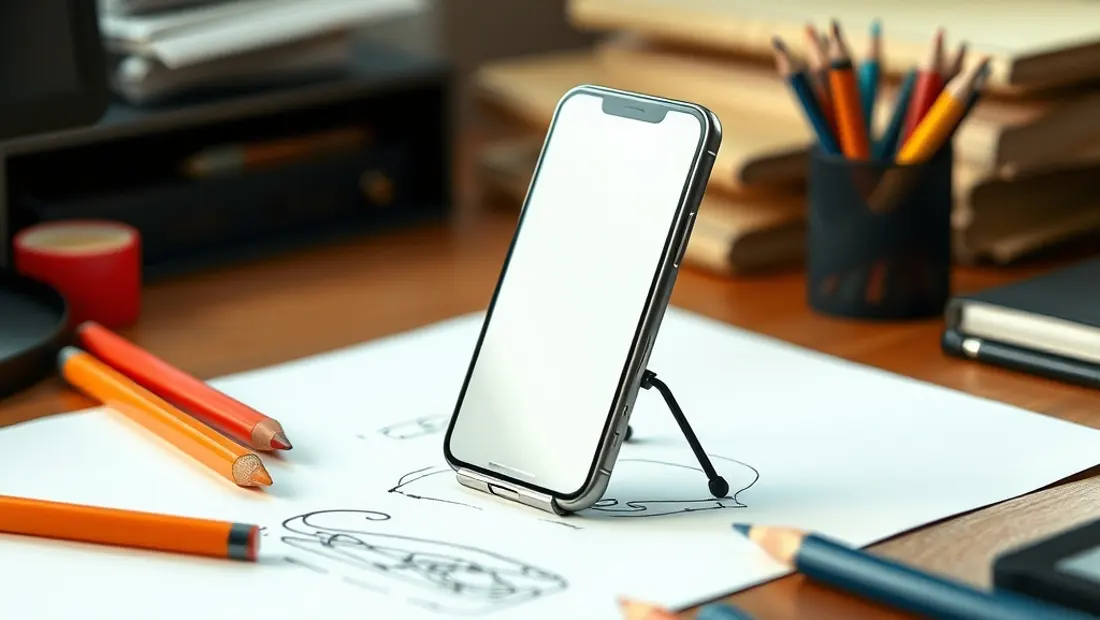 Un artista dibujando un teléfono móvil plegable