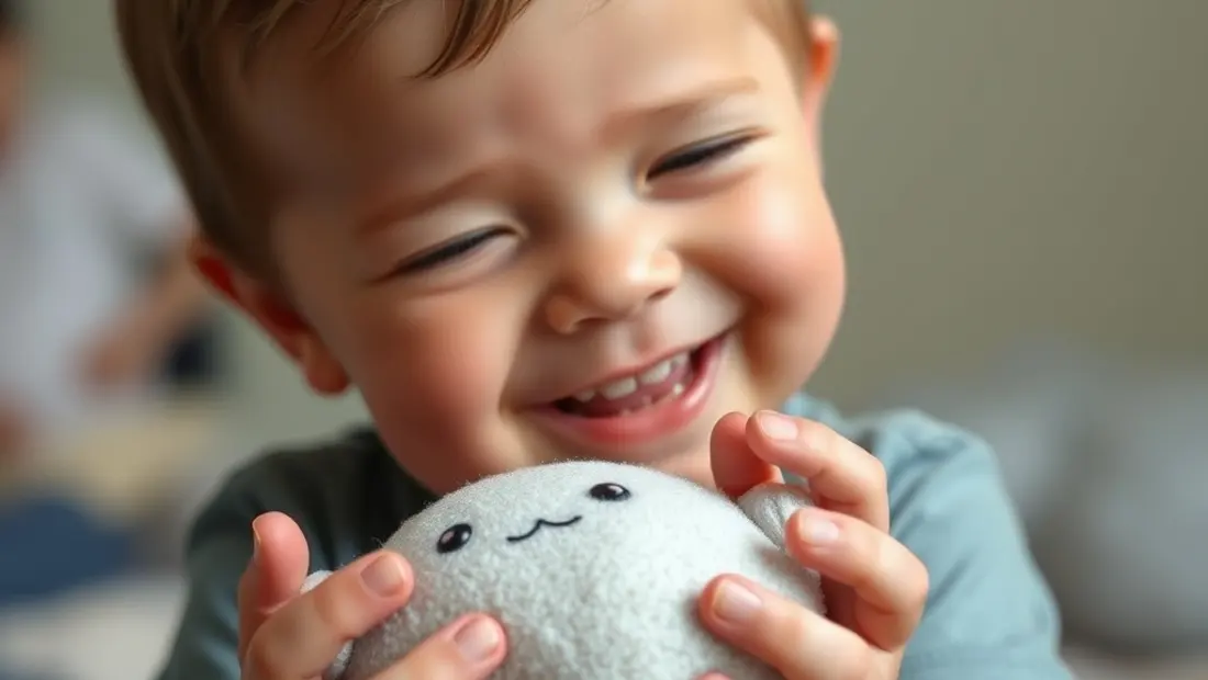 Niño jugando con juguete de goma